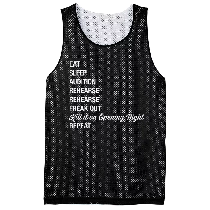 Funny Theater Geek Gift Musical Life Eat Sleep Theatre Mesh Reversible Basketball Jersey Tank