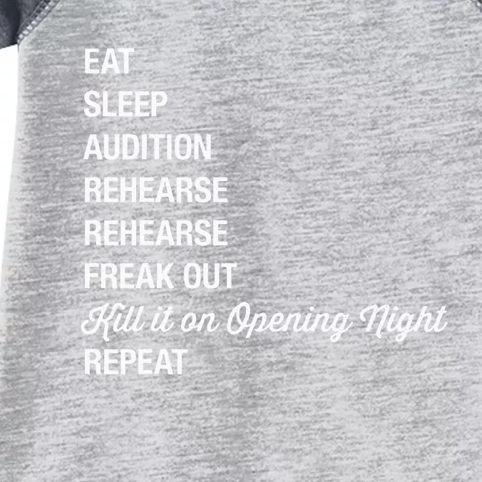 Funny Theater Geek Gift Musical Life Eat Sleep Theatre Infant Baby Jersey Bodysuit