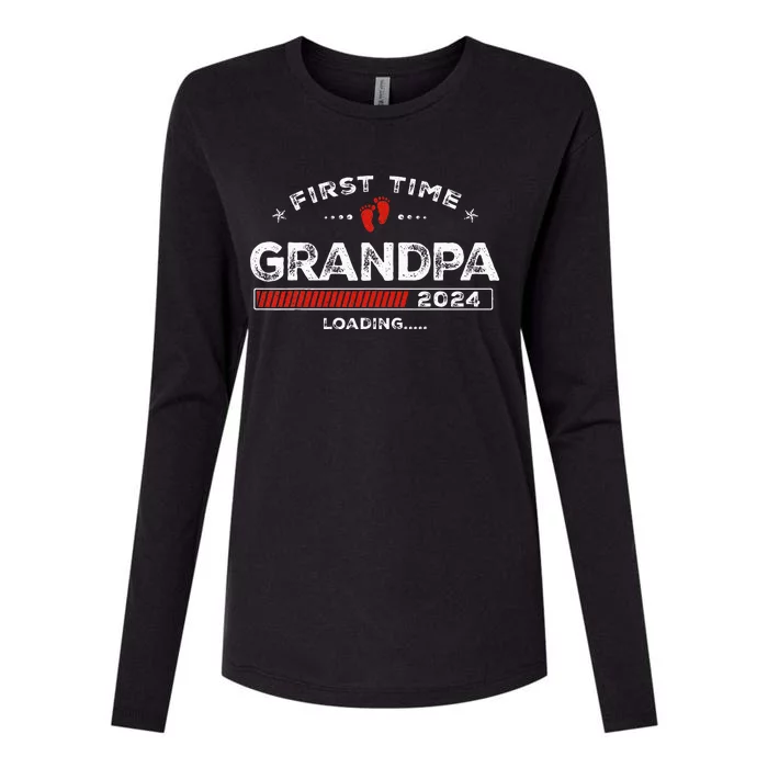 First Time Grandpa Est. 2024 Loading Soon To Be Dad Grandpa Womens Cotton Relaxed Long Sleeve T-Shirt