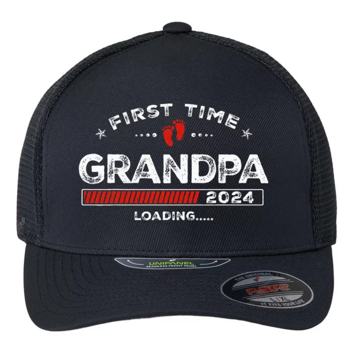 First Time Grandpa Est. 2024 Loading Soon To Be Dad Grandpa Flexfit Unipanel Trucker Cap