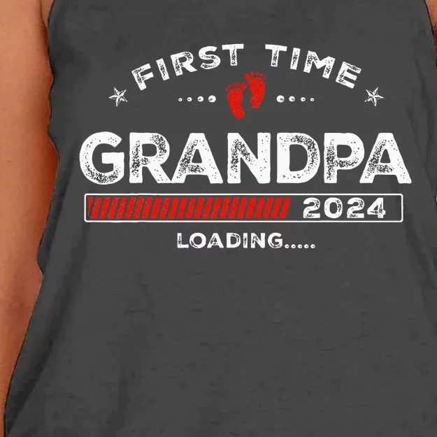 First Time Grandpa Est. 2024 Loading Soon To Be Dad Grandpa Women's Knotted Racerback Tank