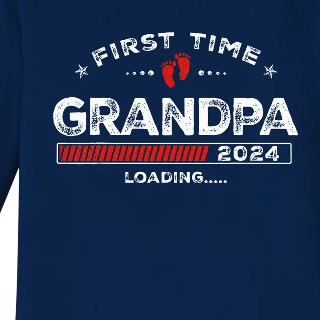 First Time Grandpa Est. 2024 Loading Soon To Be Dad Grandpa Baby Long Sleeve Bodysuit