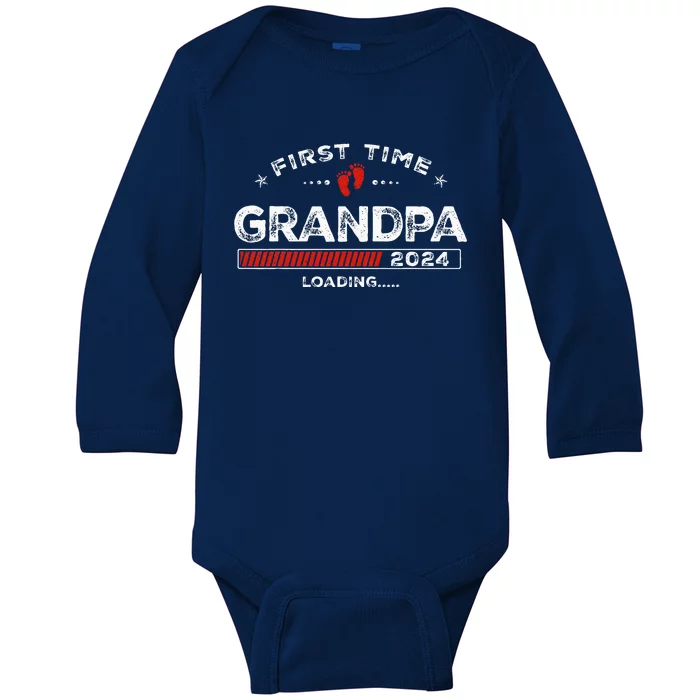 First Time Grandpa Est. 2024 Loading Soon To Be Dad Grandpa Baby Long Sleeve Bodysuit