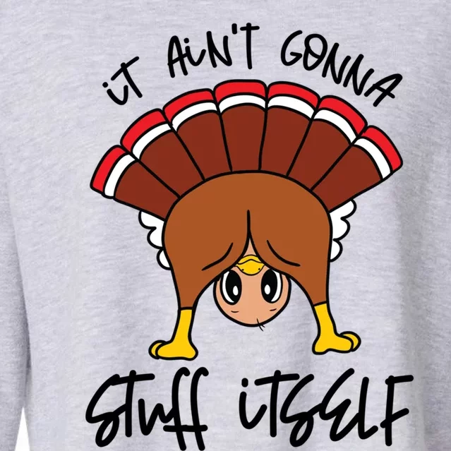 Funny Turkey Gobble Thanksgiving It Aint Gonna Stuff Itself Gift Cropped Pullover Crew