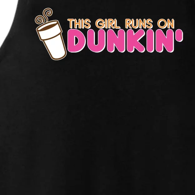 Funny This Girl Runs On Dunkin Ladies Tri-Blend Wicking Tank