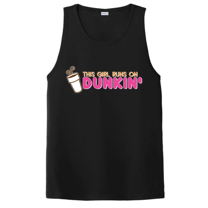 Funny This Girl Runs On Dunkin Performance Tank