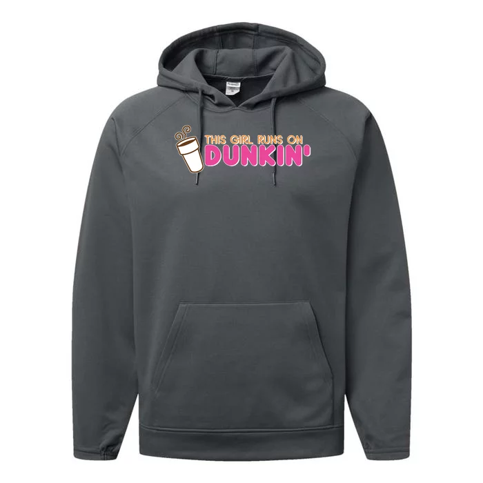 Funny This Girl Runs On Dunkin Performance Fleece Hoodie