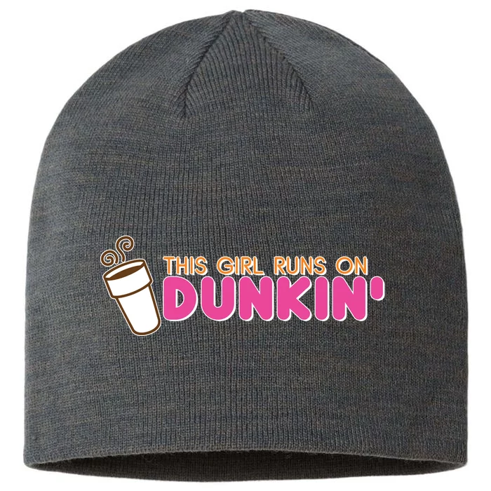 Funny This Girl Runs On Dunkin 8 1/2in Sustainable Knit Beanie