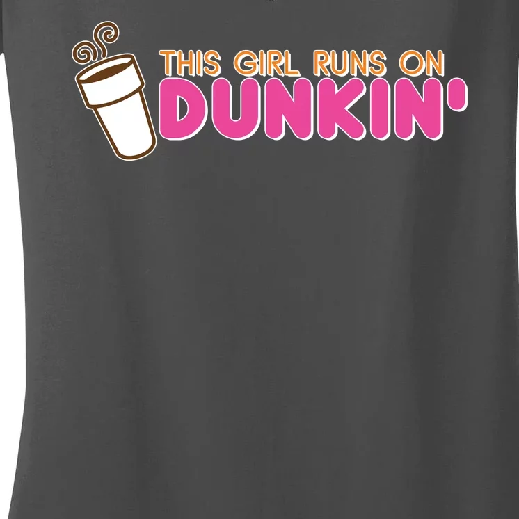 Funny This Girl Runs On Dunkin Women's V-Neck T-Shirt