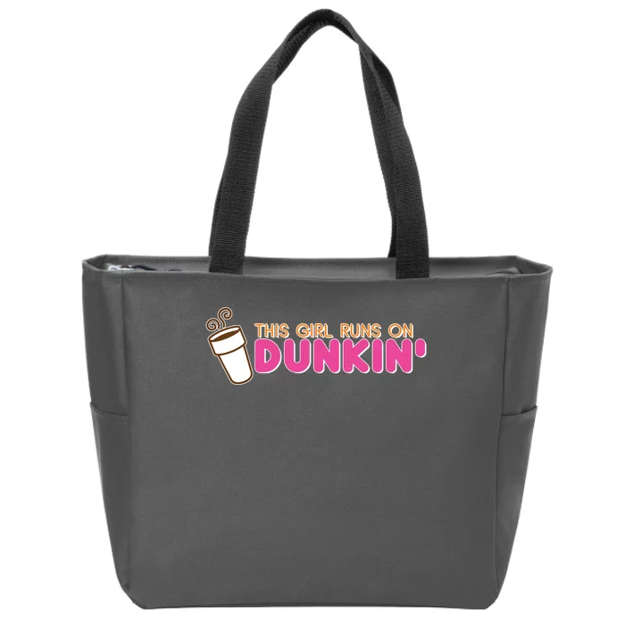 Funny This Girl Runs On Dunkin Zip Tote Bag