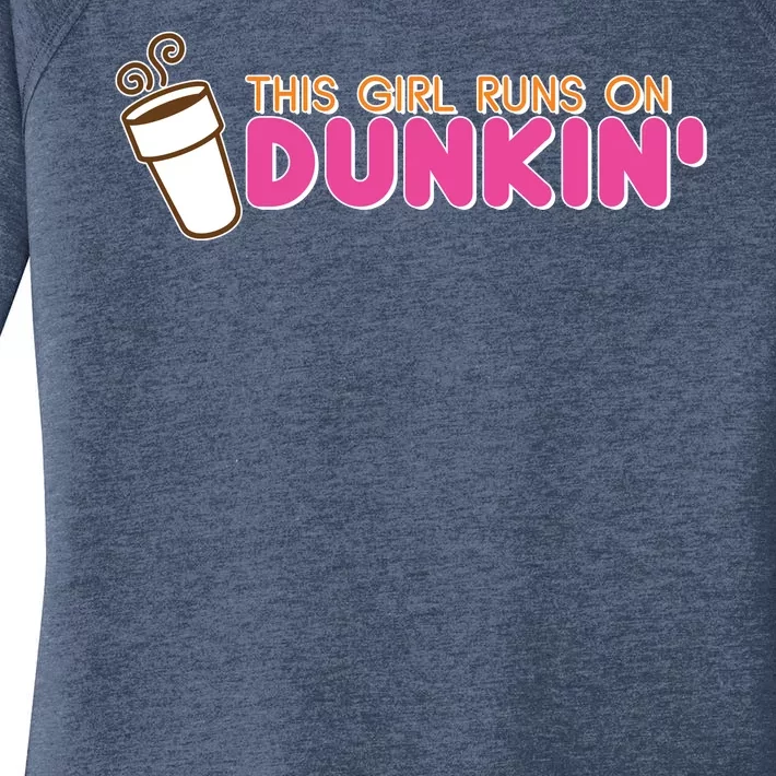 Funny This Girl Runs On Dunkin Women's Perfect Tri Tunic Long Sleeve Shirt