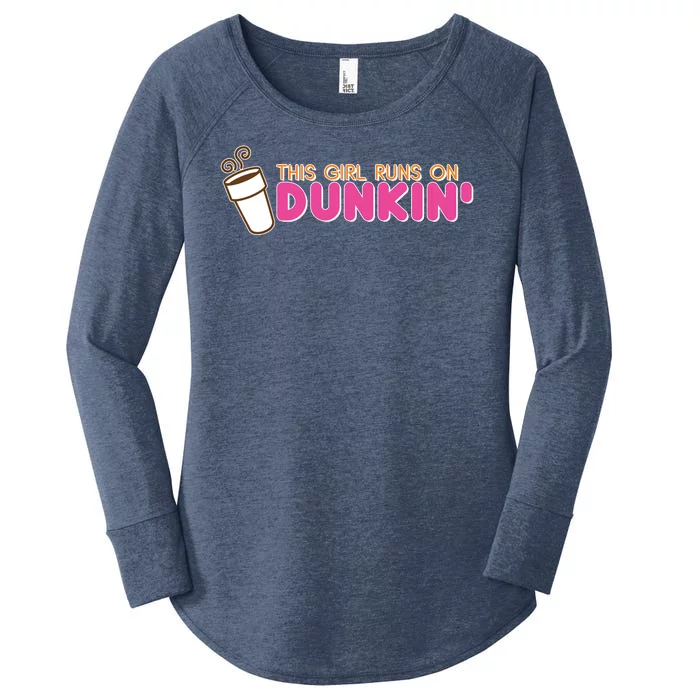 Funny This Girl Runs On Dunkin Women's Perfect Tri Tunic Long Sleeve Shirt