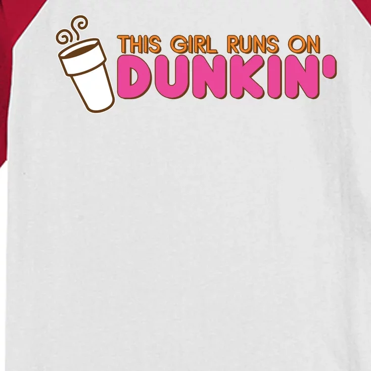 Funny This Girl Runs On Dunkin Kids Colorblock Raglan Jersey