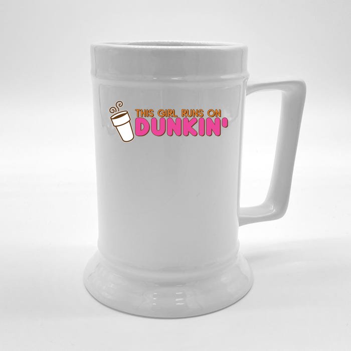 Funny This Girl Runs On Dunkin Front & Back Beer Stein