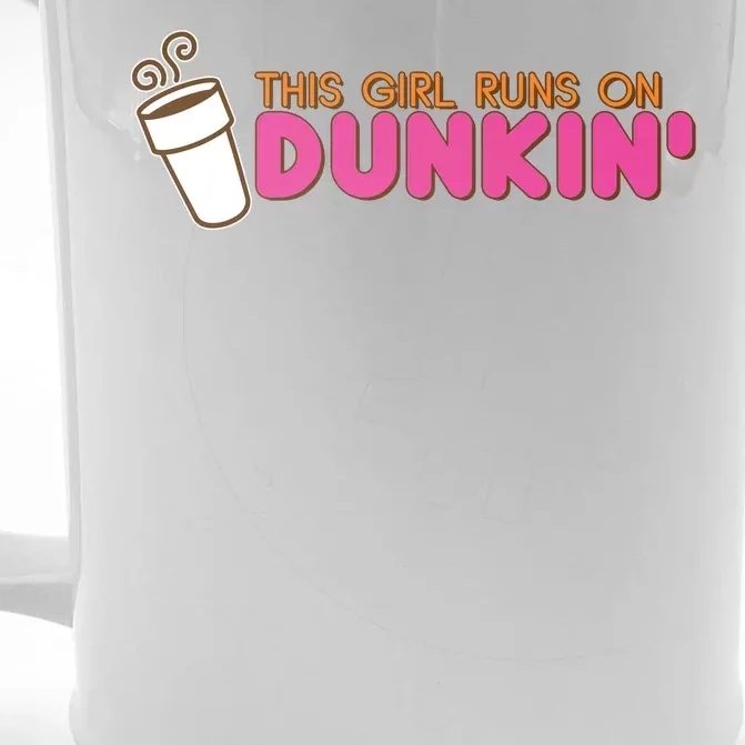 Funny This Girl Runs On Dunkin Front & Back Beer Stein