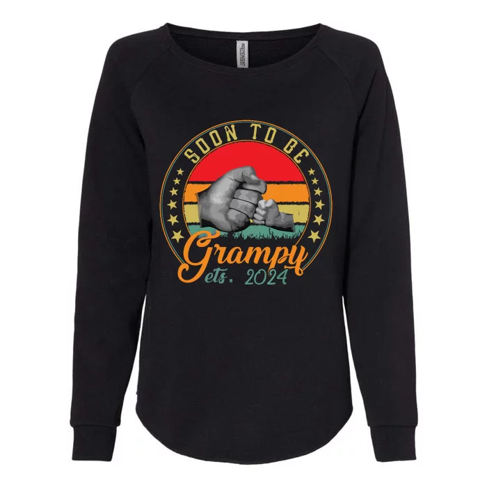 First Time Grampy Est 2024 Vintage Soon To Be Dad Papa Womens California Wash Sweatshirt