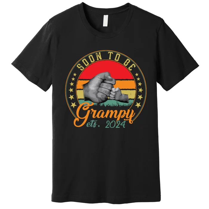 First Time Grampy Est 2024 Vintage Soon To Be Dad Papa Premium T-Shirt