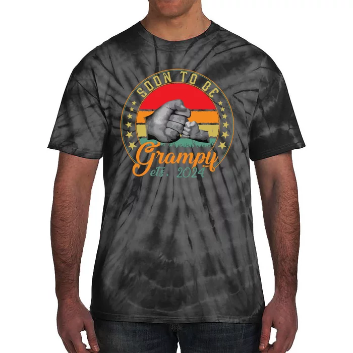 First Time Grampy Est 2024 Vintage Soon To Be Dad Papa Tie-Dye T-Shirt