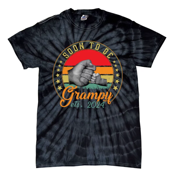 First Time Grampy Est 2024 Vintage Soon To Be Dad Papa Tie-Dye T-Shirt