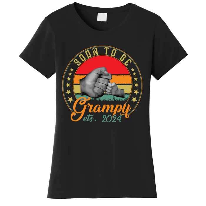 First Time Grampy Est 2024 Vintage Soon To Be Dad Papa Women's T-Shirt