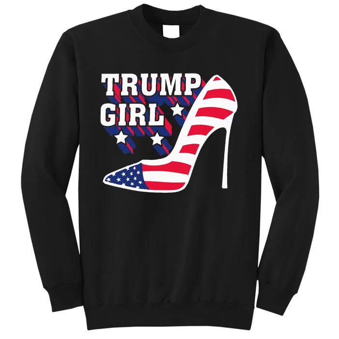 Funny Trump Girl Gift Cute High Heel American Flag Tall Sweatshirt