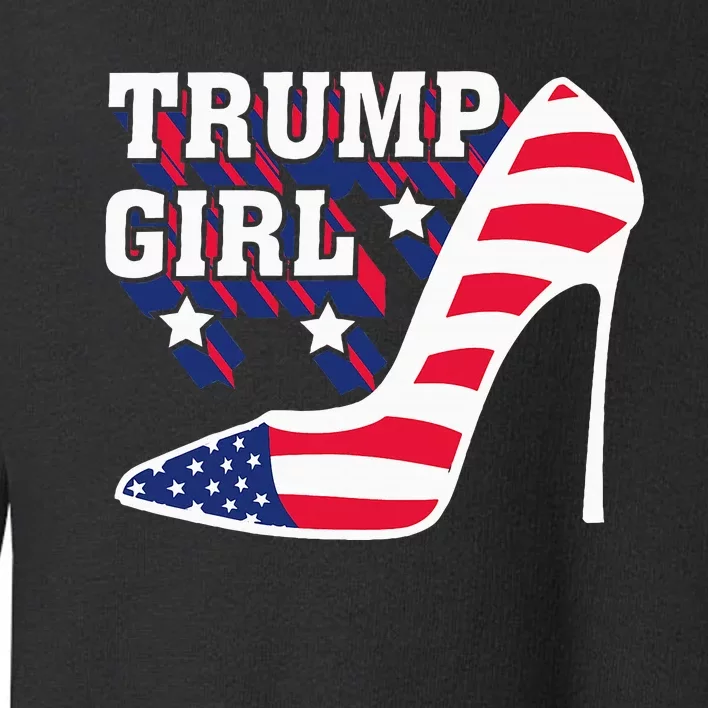 Funny Trump Girl Gift Cute High Heel American Flag Toddler Sweatshirt