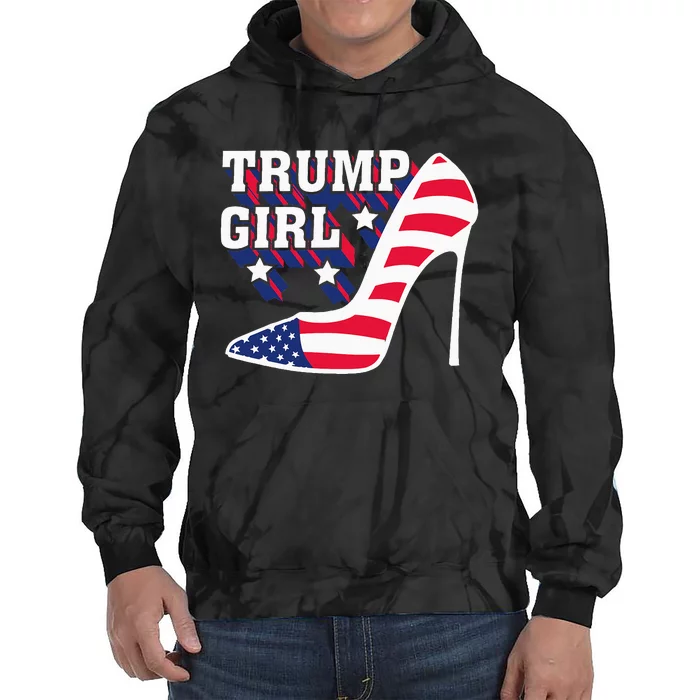 Funny Trump Girl Gift Cute High Heel American Flag Tie Dye Hoodie