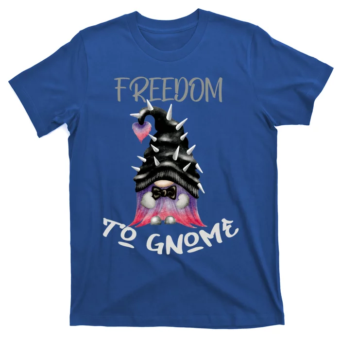 Freedom To Gnome Rocker Punk Garden Gnome Edgy Cute Rebel Cute Gift T-Shirt