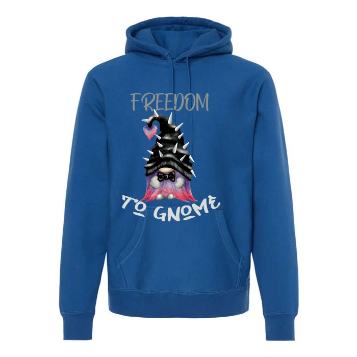 Freedom To Gnome Rocker Punk Garden Gnome Edgy Cute Rebel Cute Gift Premium Hoodie