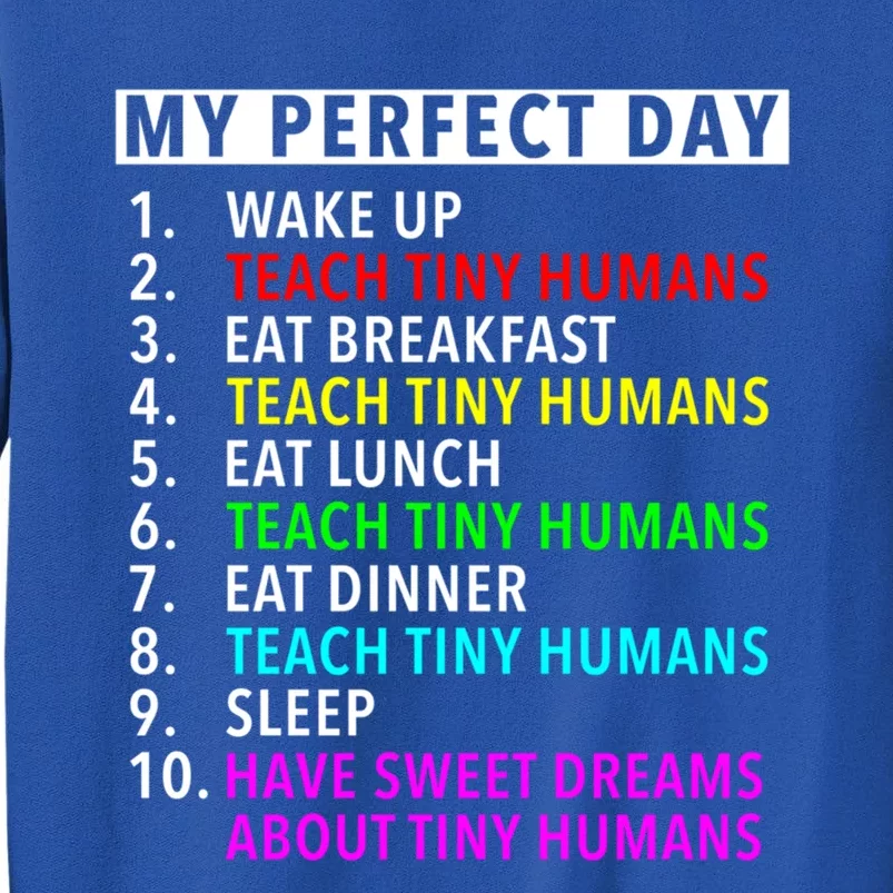 Funny Teacher Gift My Perfect Day Teaching Lover Funny Gift Tall Sweatshirt