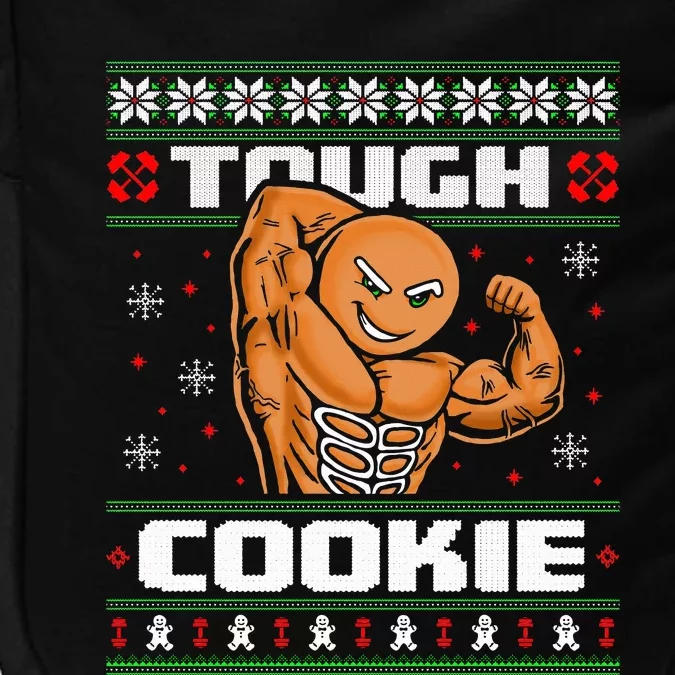 Funny Tough Gingerbread Cookie Ugly Christmas Sweater Gym Impact Tech Backpack