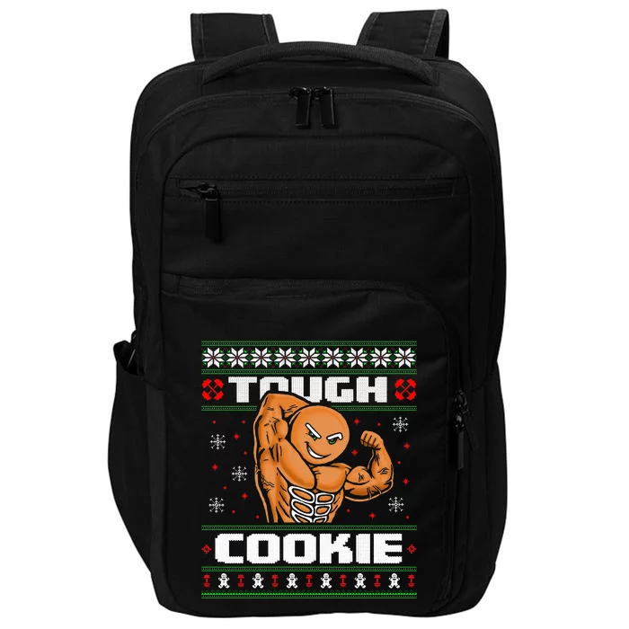 Funny Tough Gingerbread Cookie Ugly Christmas Sweater Gym Impact Tech Backpack