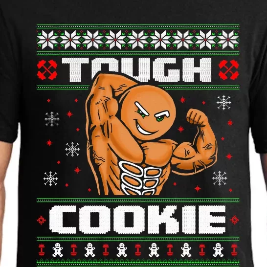 Funny Tough Gingerbread Cookie Ugly Christmas Sweater Gym Pajama Set