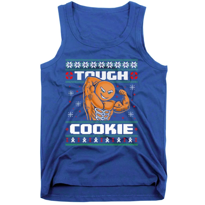 Funny Tough Gingerbread Cookie Ugly Christmas Sweater Gym Tank Top