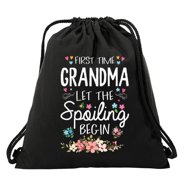 First Time Grandma Let The Spoiling Begin Grandmother Drawstring Bag