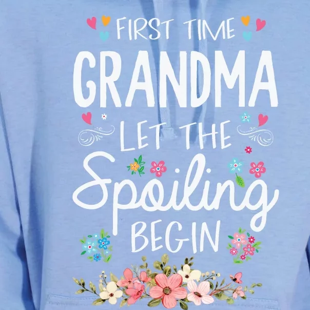 First Time Grandma Let The Spoiling Begin Grandmother Unisex Surf Hoodie