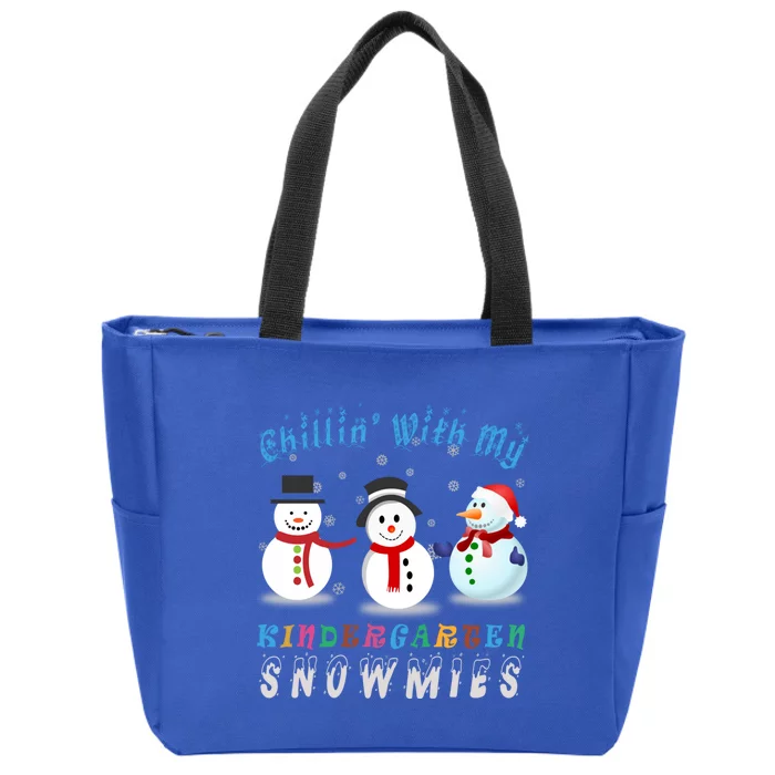 Funny Teacher Gift Chillin With My Kindergarten Snowmies Great Gift Zip Tote Bag