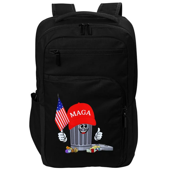 Funny Trump Garbage Can Cartoon Character American Flag Impact Tech Backpack