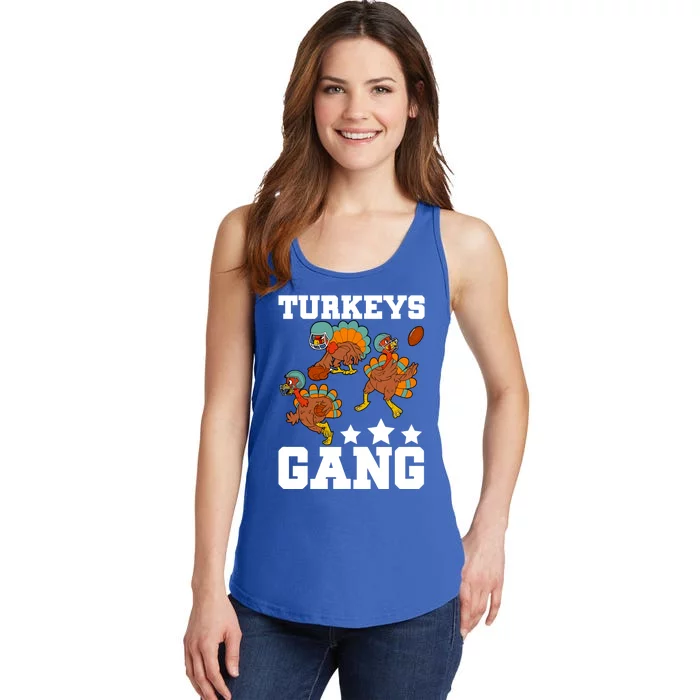 Funny Turkeys Gang Thanksgiving Football Team Game Day Bowl Cute Gift Ladies Essential Tank