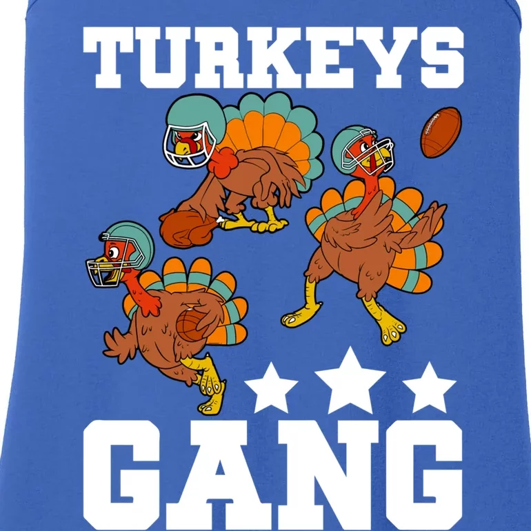 Funny Turkeys Gang Thanksgiving Football Team Game Day Bowl Cute Gift Ladies Essential Tank