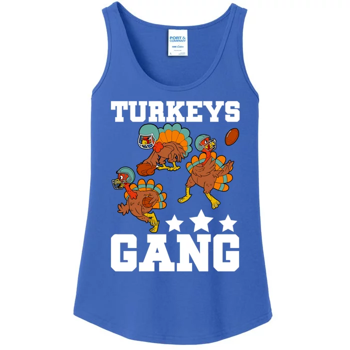 Funny Turkeys Gang Thanksgiving Football Team Game Day Bowl Cute Gift Ladies Essential Tank