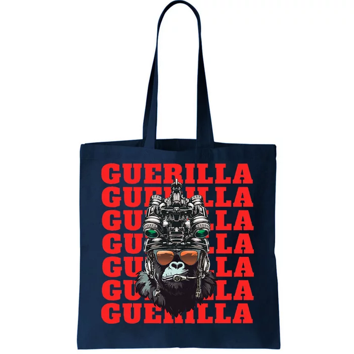 Funny tactical gorilla guerilla with night vision and helmet Tote Bag