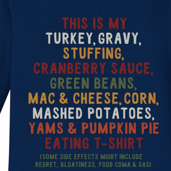 Funny Turkey Gravy Green Beans Pumpkin Pie Thanksgiving Cool Gift Baby Long Sleeve Bodysuit