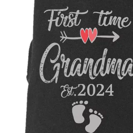 First Time Grandma 2024 Cute Heart Mothers Day New Grandma Vneck Doggie 3-End Fleece Hoodie