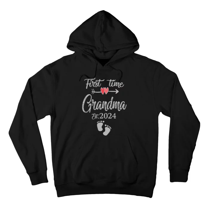 First Time Grandma 2024 Cute Heart Mothers Day New Grandma Vneck Hoodie