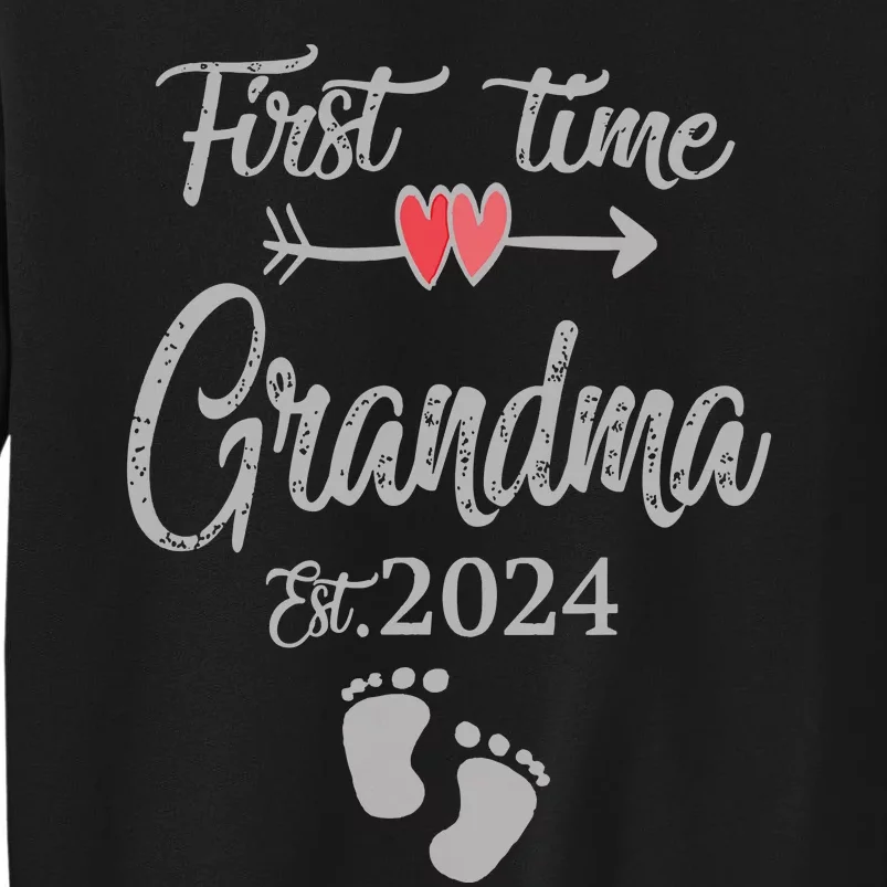 First Time Grandma 2024 Cute Heart Mothers Day New Grandma Vneck Tall Sweatshirt