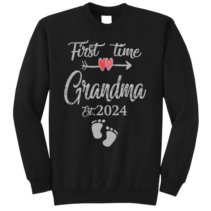 First Time Grandma 2024 Cute Heart Mothers Day New Grandma Vneck Tall Sweatshirt