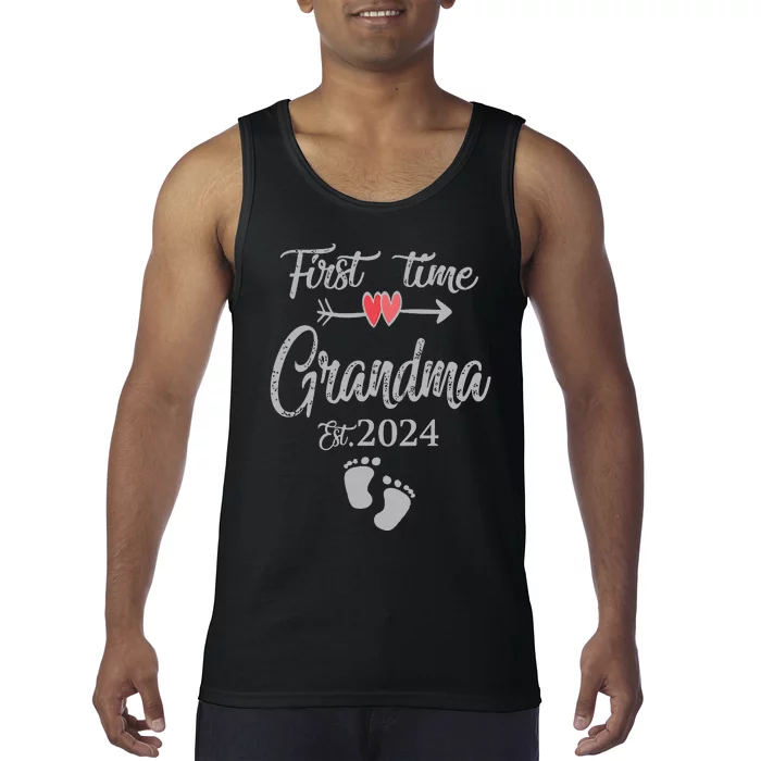 First Time Grandma 2024 Cute Heart Mothers Day New Grandma Vneck Tank Top