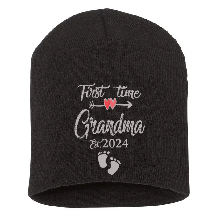 First Time Grandma 2024 Cute Heart Mothers Day New Grandma Vneck Short Acrylic Beanie