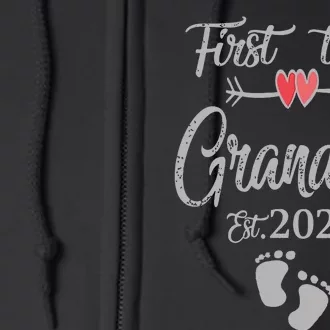 First Time Grandma 2024 Cute Heart Mothers Day New Grandma Vneck Full Zip Hoodie